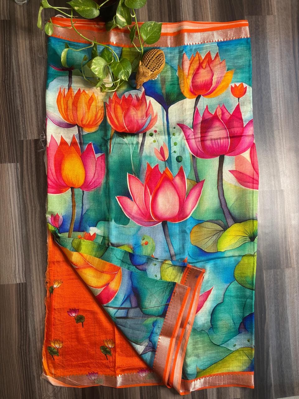 Multicolor Lotus Garden Mangalagiri Pattu Saree